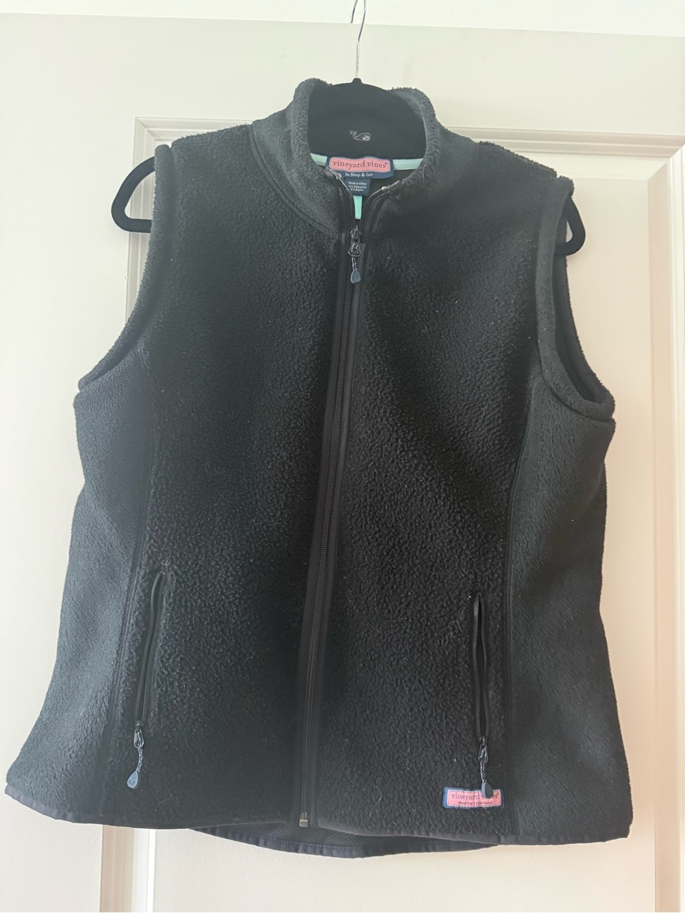 Vineyard Vines Black Sleeveless Fleece Zip Vest